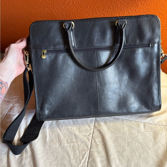 Banuce Leather Messenger Laptop Briefcase Work Bag, Black - Picture 2 of 15